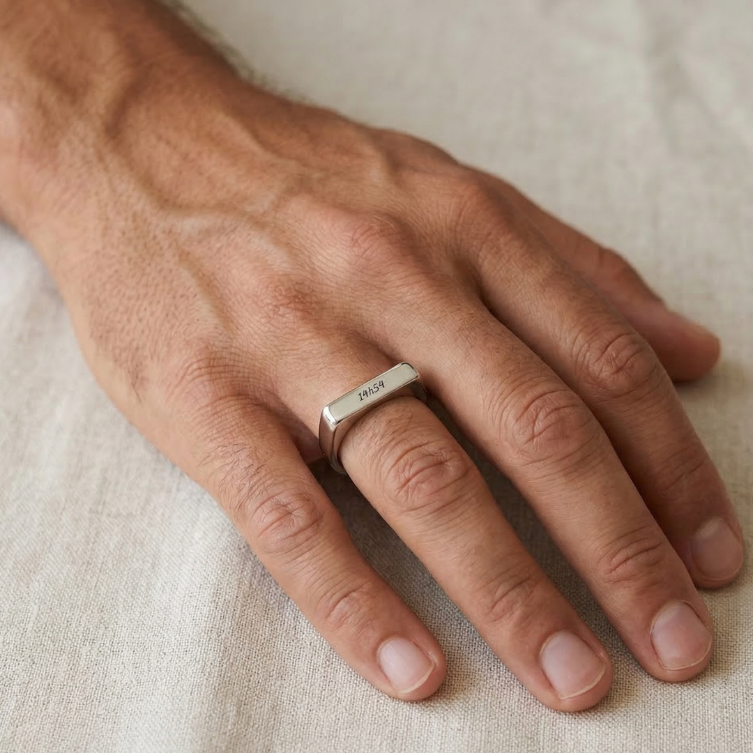Anel Memória - Personalizado em Aço