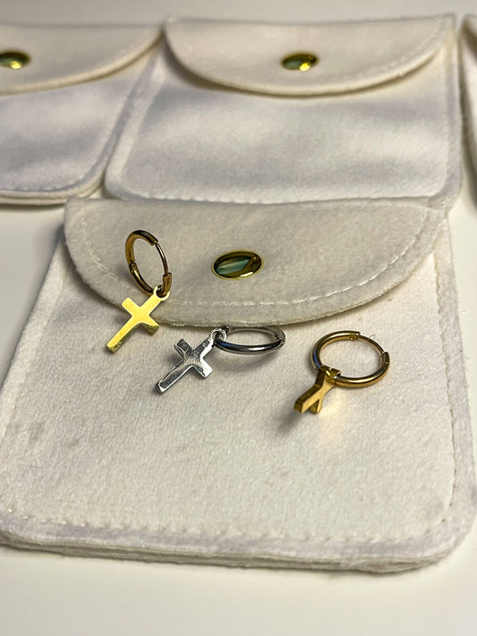 Brincos de Homem com Cruz em Aço Inoxidável