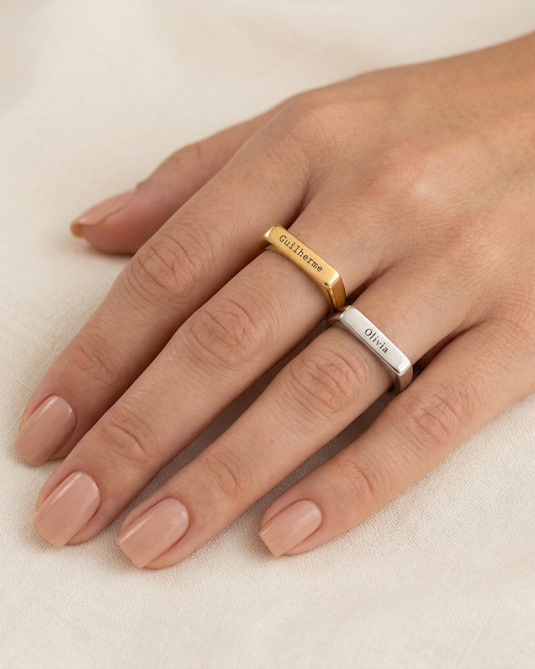 Anel Memória - Personalizado em Aço