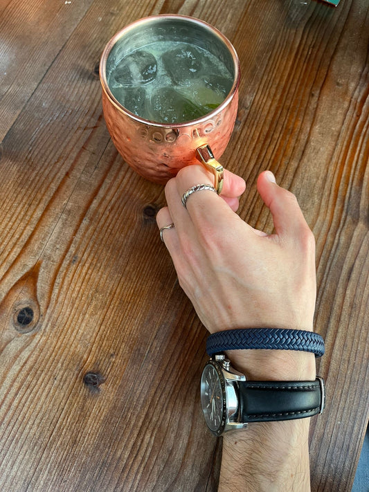 Pulseiras de Homem em Pele e Aço Inoxidável